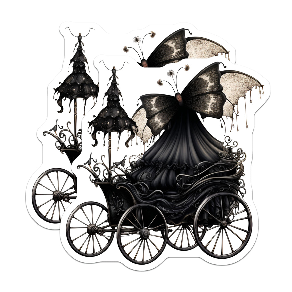 (2 Pack) Gothic Carriage Magnets - Dark Fantasy Decor - Butterfly Fairy Art - 5 Inches On Longest Side - Thick Durable Magnet - Made in USA - MAG39633