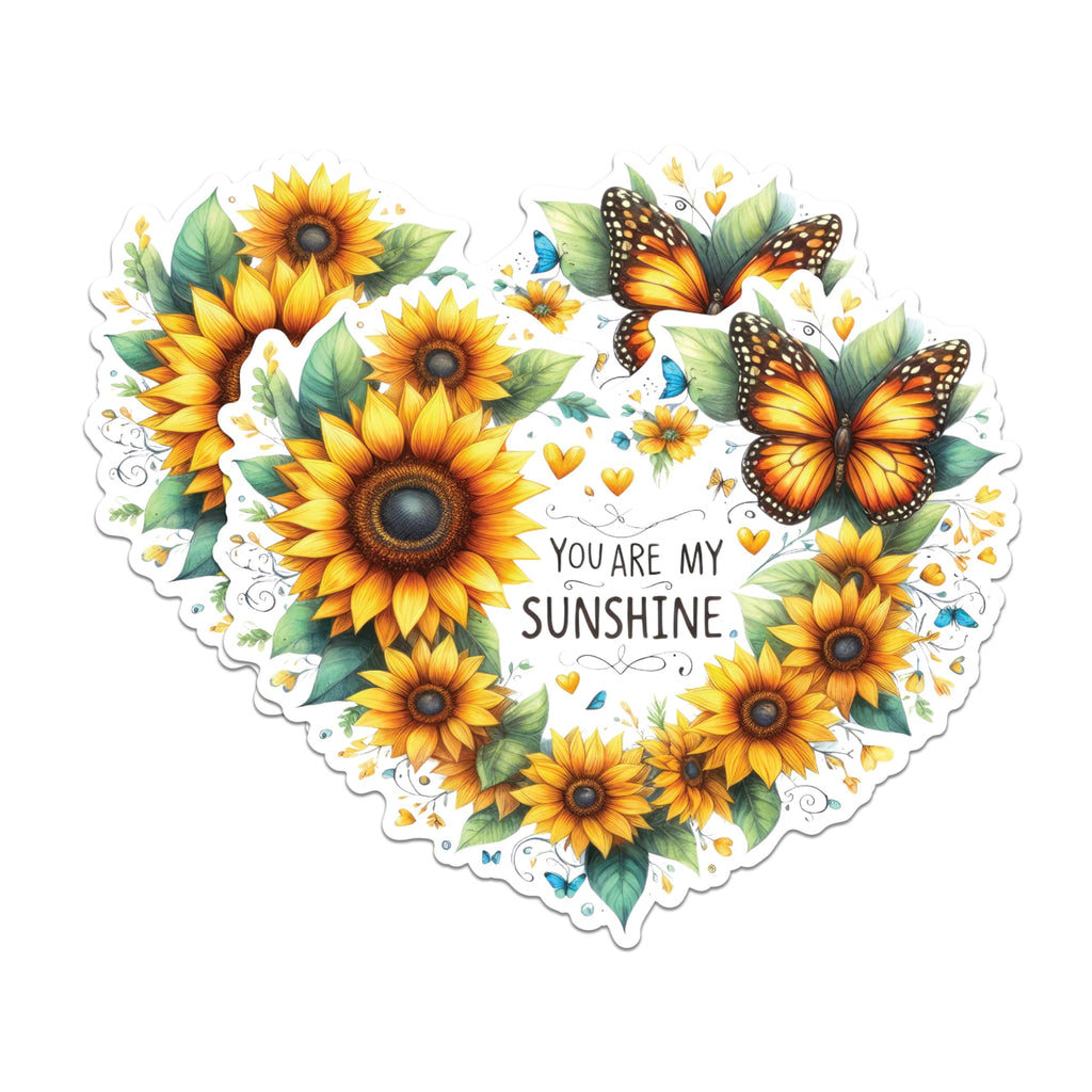 (2 Pack) You are My Sunshine Magnets - Sunflower and Butterfly Magnets - Inspirational Quote Magnets- 5" On Longest Side - for Fridges, Toolboxes, Cars - Made in USA - MAG2562