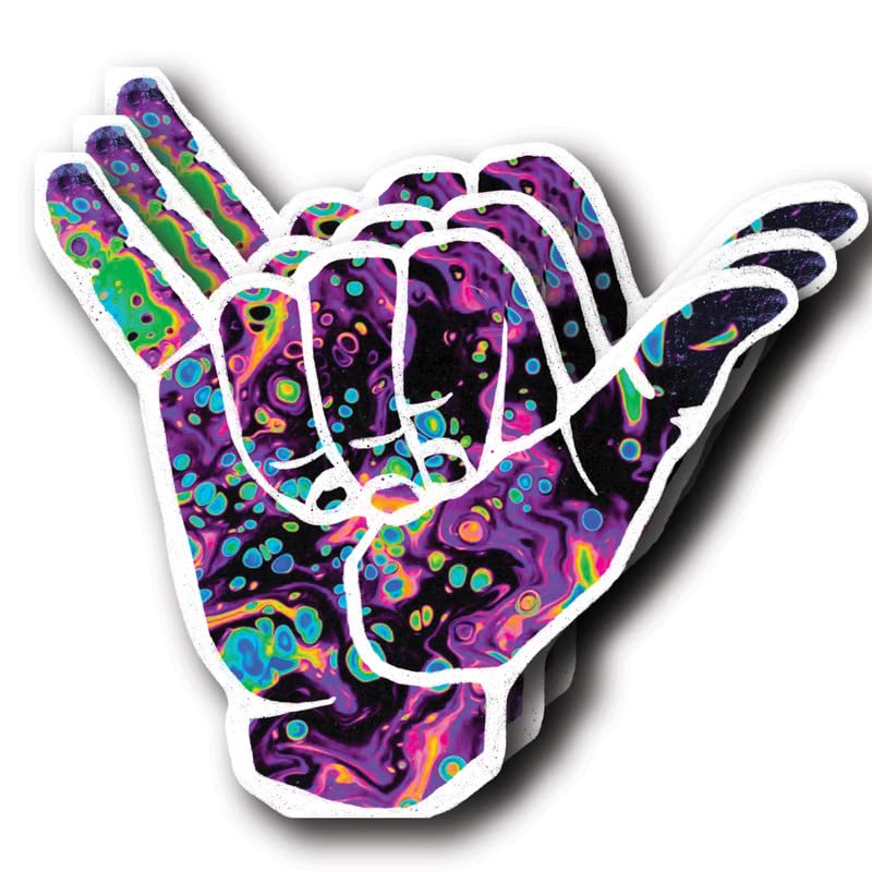 Shaka Hang Loose Sticker - (3 Pack) Galaxy Hang Loose Brudda - Cool Aloha Automotive Decal - 4 Inch - FBABMCS003