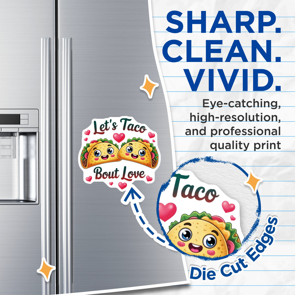 (2 Pack) Let's Taco Bout Love Magnets - Cute Taco Kitchen Accent - Romantic Couple's Fridge Display - 5 Inches On Longest Side - Thick Durable Magnet - Made in USA - MAG38511