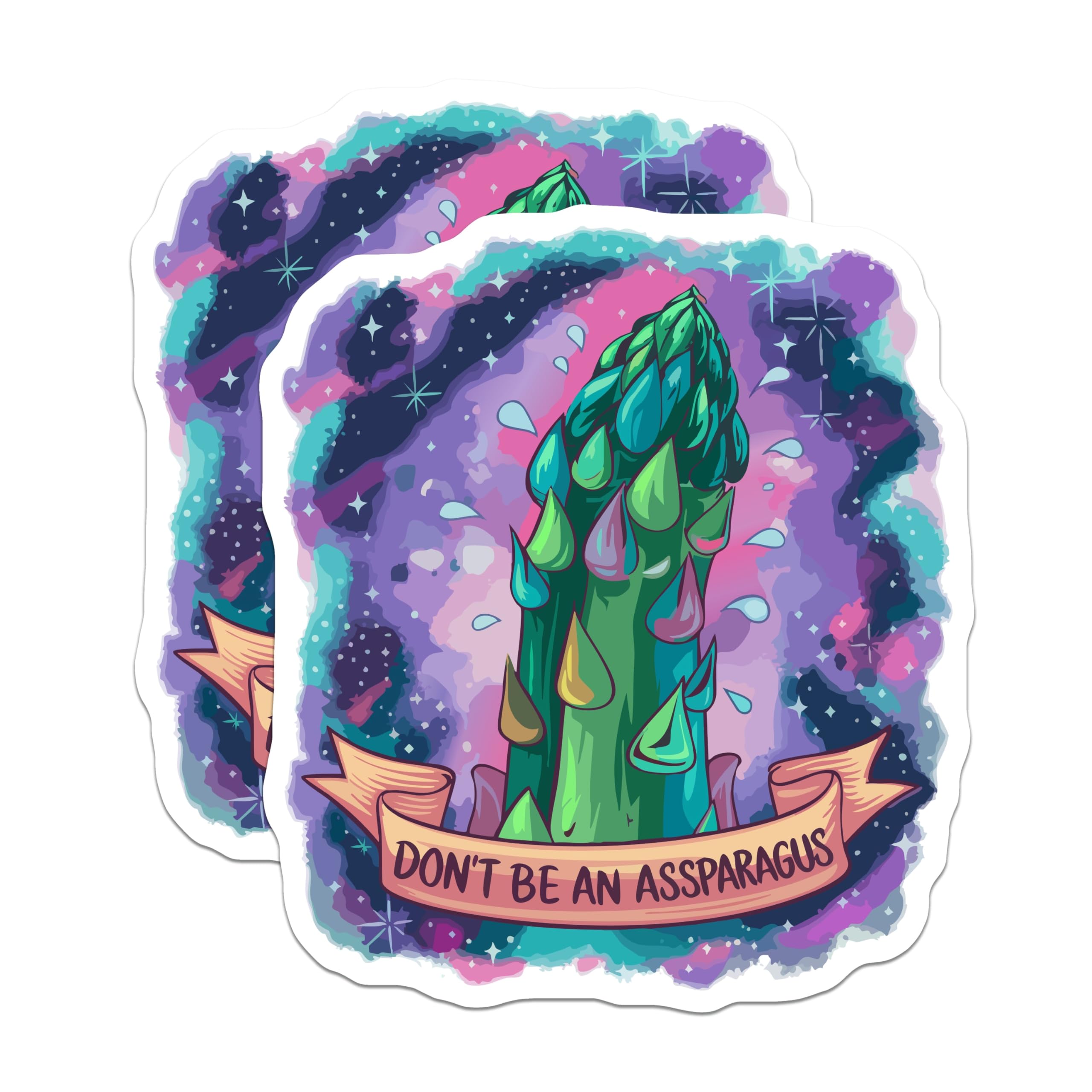 (2 Pack) Dont Be an Asparagus Magnets - Funny Pun Quote Vegetable Decor - Cosmic Galaxy Refrigerator Accent - 5 Inches On Longest Side - Thick Durable Magnet - Made in USA - MAG20586