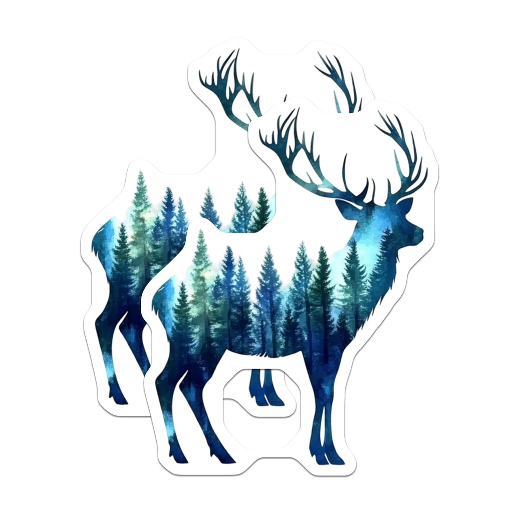 (2 Pack) Forest Deer Stickers - Nature Decal - Woodland Animal Stickers- 5" On Longest Side - Sticks to Smooth Flat Surfaces - Made in USA - BMCS16361
