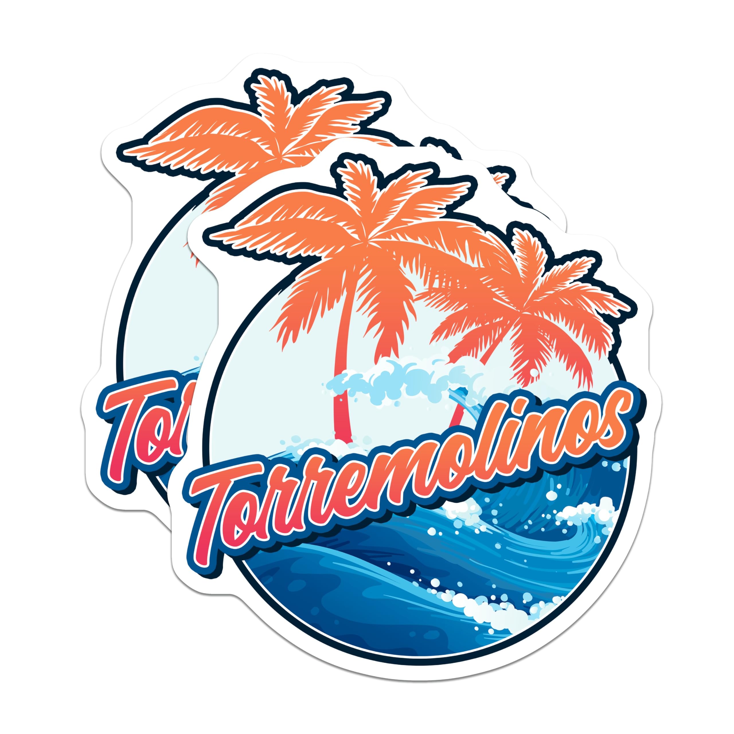 (2 Pack) Torremolinos Magnets - Spain Beach Decor - Tropical Palm Tree Art - 5 Inches On Longest Side - Thick Durable Magnet - Made in USA - MAG19012