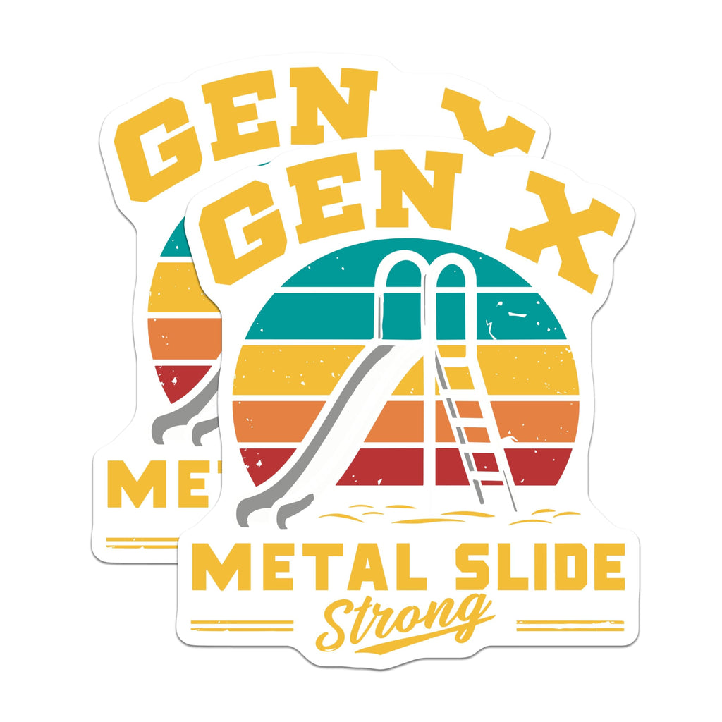 (2 Pack) Gen X Metal Slide Magnets - Retro Slide Art - Funny Generation X Nostalgia Magnet - 5" On Longest Side - for Cars, Fridges, Toolboxes - Made in USA - MAG5598