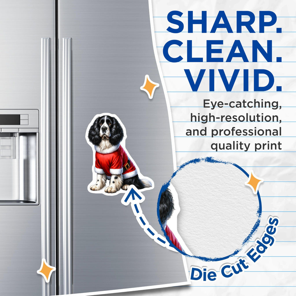 (2 Pack) Cocker Spaniel Magnets - Santa Dog Christmas Decor - Holiday Refrigerator Magnets - 5 Inches On Longest Side - Thick Durable Magnet - Made in USA - MAG29444