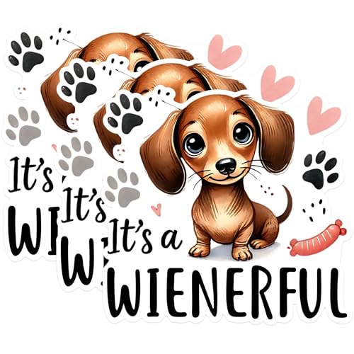 (3 Pack) Dachshund Decals - Weiner Dog Decals - Laptop Decal - 3 Inches On Longest Side - Easy Peel & Apply - Made in USA - 3MCS1244