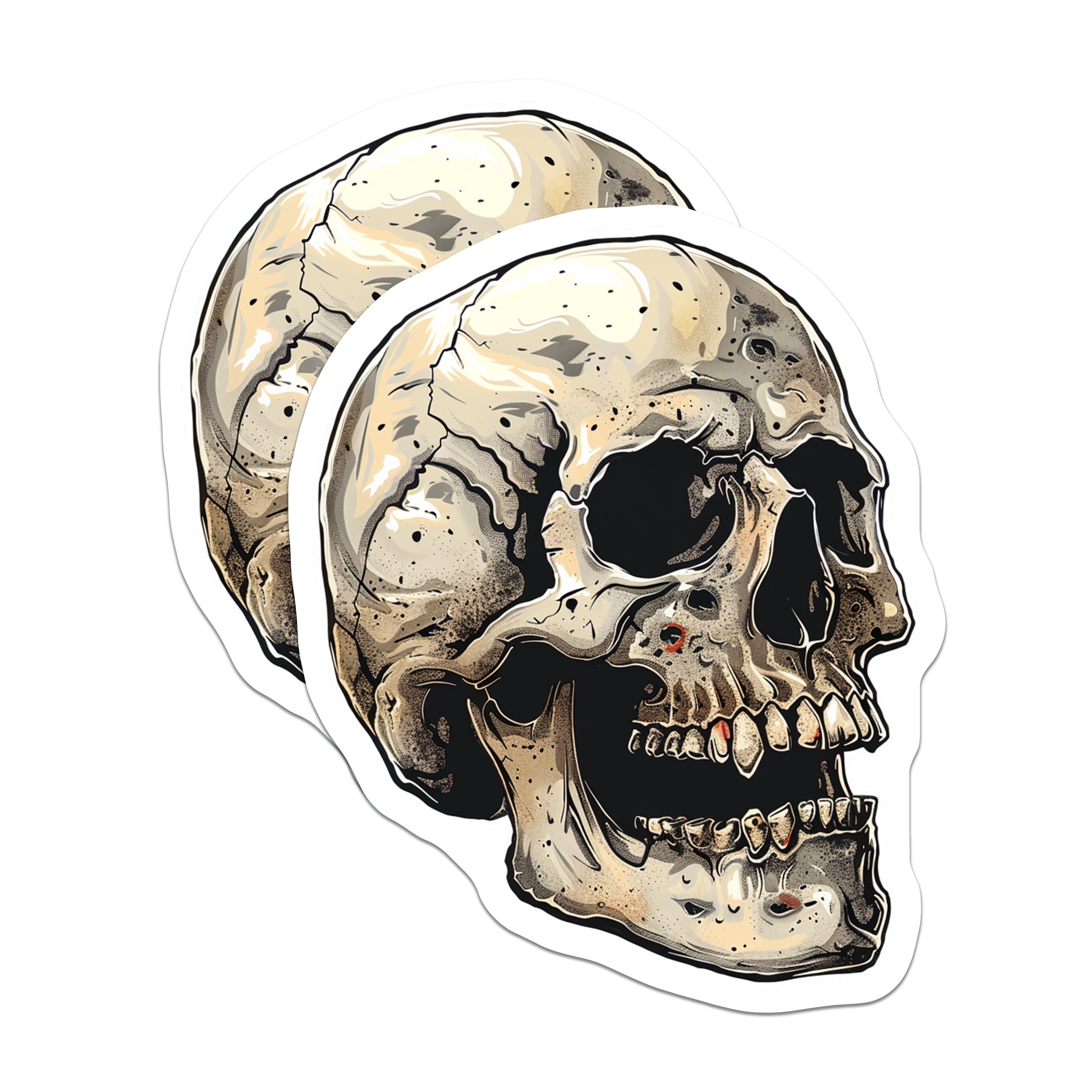 (2 Pack) Gothic Skull Magnets - Macabre Skeleton Decor - Edgy Halloween Refrigerator Decor for Dark Aesthetic Lovers - 5 Inches On Longest Side - Thick Durable Magnet - Made in USA - MAG39479
