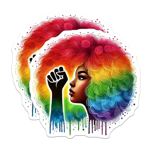 (2 Pack) Rainbow Afro Magnets Magnets - Pride Artwork - Inspirational Decor - 5" On Longest Side - Made in USA - Sticks to Refrigerators & Metal Surfaces - MAG9054
