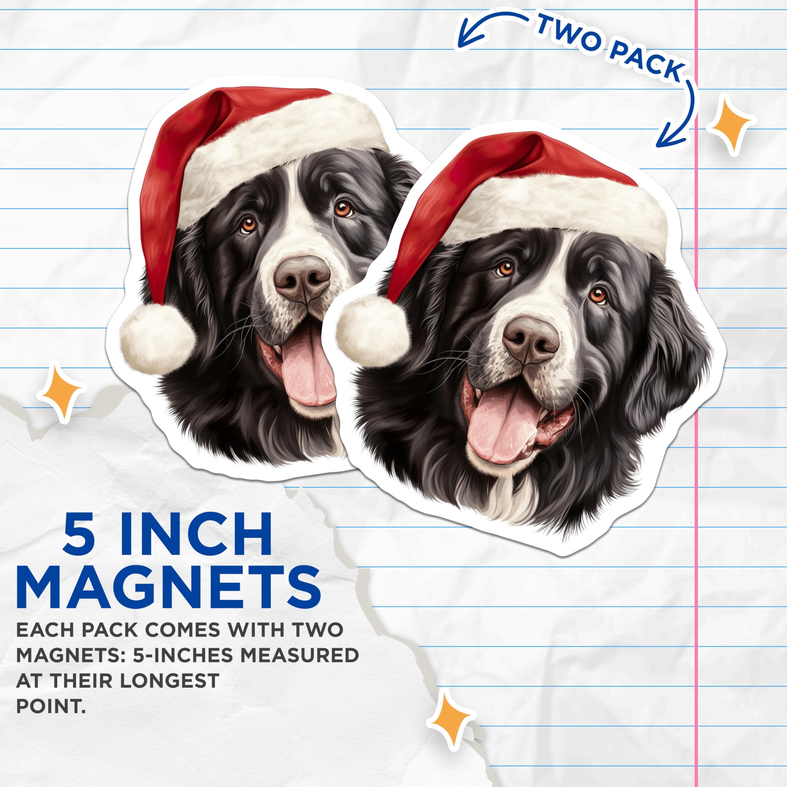 (2 Pack) Bernese Mountain Dog Magnets - Christmas Dog Decor - Holiday Pet Lover - Santa Hat Canine Art - 5 Inches On Longest Side - Thick Durable Magnet - Made in USA - MAG29281