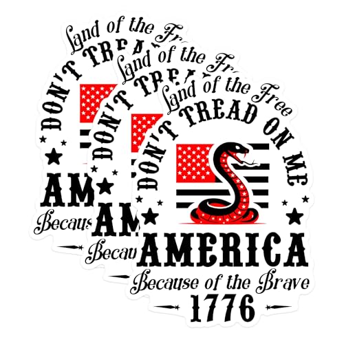 (3 Pack) Don't Tread On Me Decals - Patriotic Snake - 1776 America - 3 Inches On Longest Side - Easy Peel & Apply - Made in USA - 3MCS1313