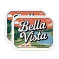 (2 Pack) Bella Vista Magnets - Retro Travel Poster - Scenic Lake Landscape - Vintage Nature Art Est 1915-5 Inches On Longest Side - Thick Durable Magnet - Made in USA - MAG19319
