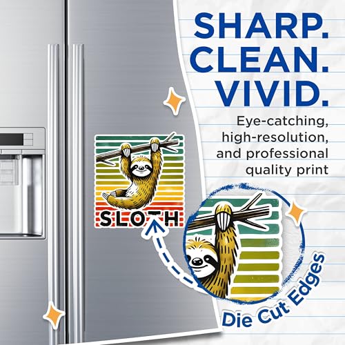 (2 Pack) Sloth Animal Magnets - Fun Animal Magnets - Cute Sloth Refrigerator Magnets- 5" On Longest Side - for Fridges, Toolboxes, Cars - Made in USA - MAG2729