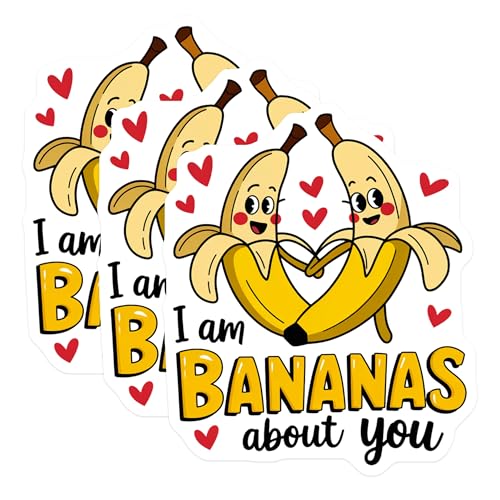 (3 Pack) Bananas About You Decals - Laptop Decal - Cute Fruit Stickers- 3 Inches On Longest Side - Easy Peel & Apply - Made in USA - 3MCS5162