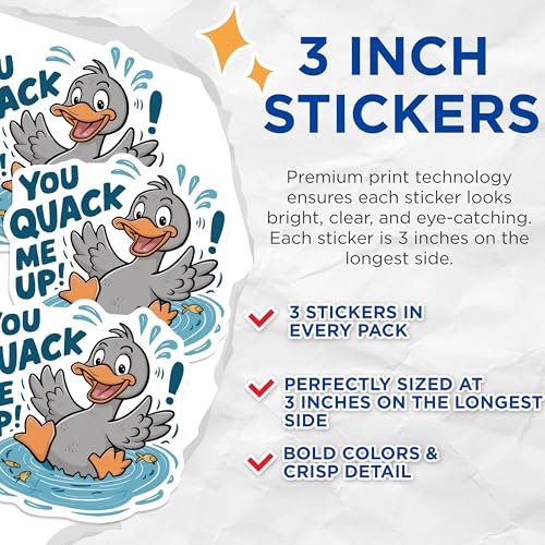 (3 Pack) Duck Decals - Funny Duck Sticker - Cartoon Duck Laptop Decals - 3 Inches On Longest Side - Easy Peel & Apply - Made in USA - 3MCS8286