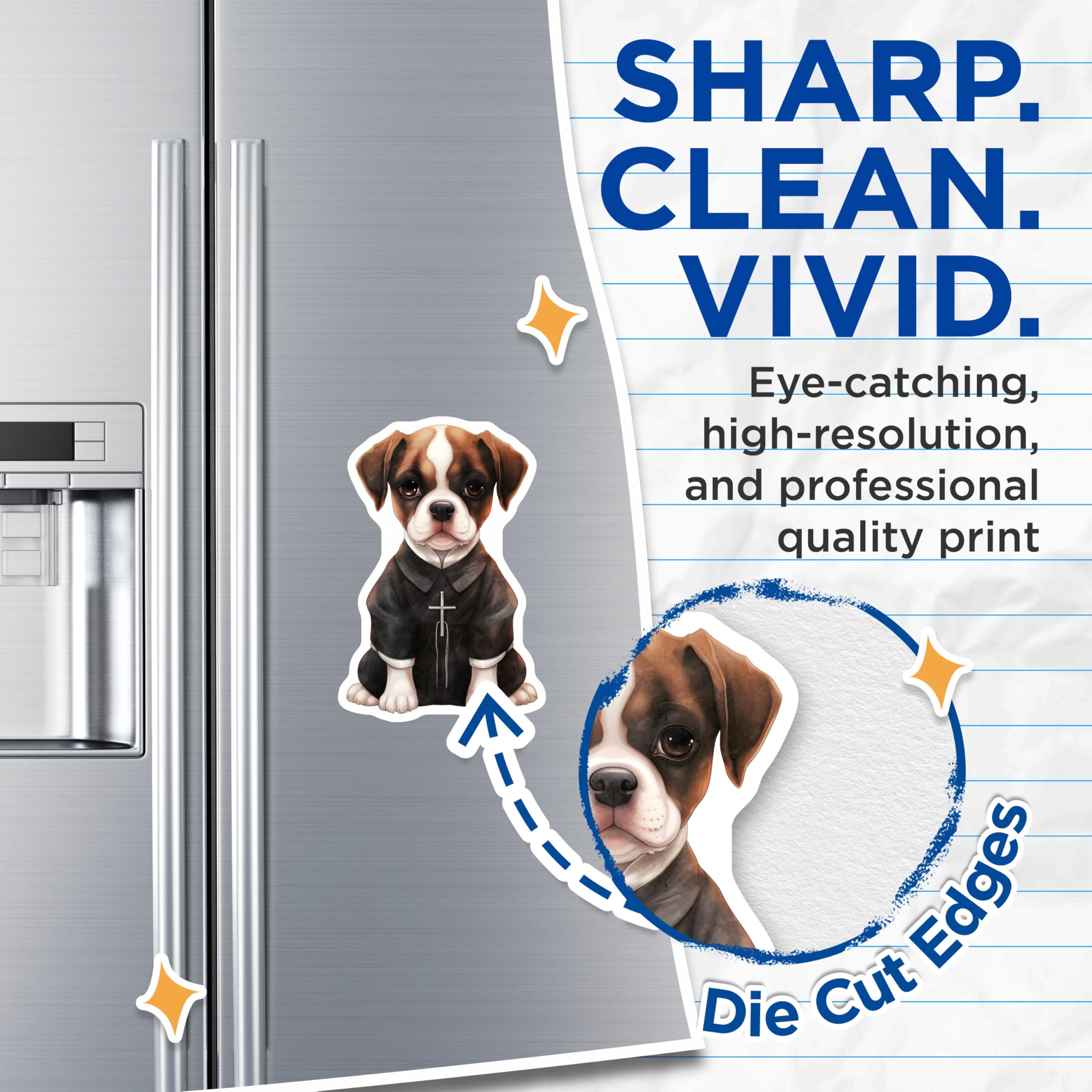 (2 Pack) Priest Dog Magnets - Religious Dog Art - Cute Animal Magnets - 5" On Longest Side - Premium Magnet - for Cars, Refrigerators, Toolboxes, Lockers - Made in USA - MAG16777