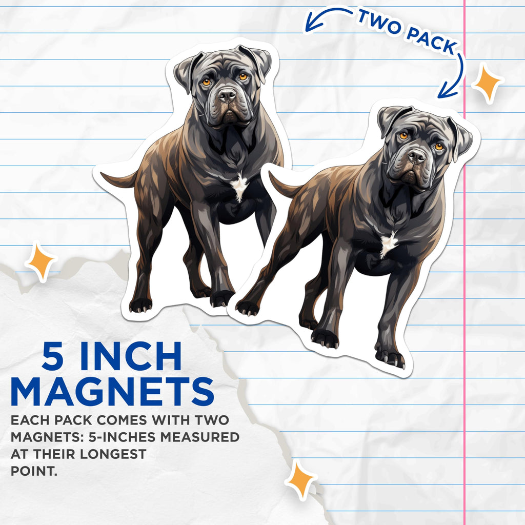 (2 Pack) Cane Corso Dog Magnets - Dog Breed Kitchen Decor - Pet Lover Fridge Accessories - 5 Inches On Longest Side - Thick Durable Magnet - Made in USA - MAG25105