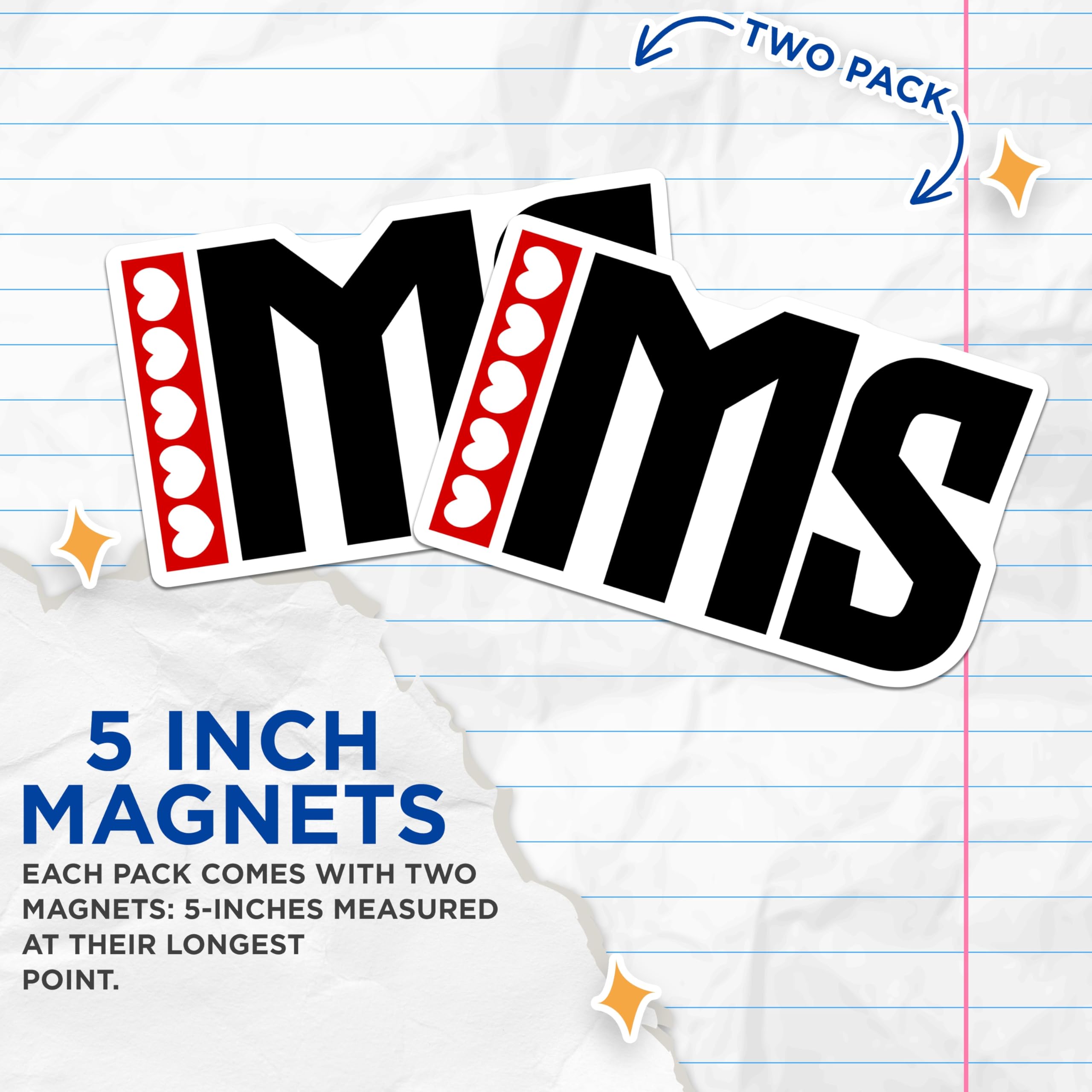 (2 Pack) IMS Initial Magnets - Monogram Letters- Heart Pattern - Black and Red Magnets - 5" On Longest Side - Premium Magnet - for Cars, Refrigerators, Toolboxes, Lockers - Made in USA - MAG18601