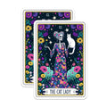 (2 Pack) Cat Lady Skeleton Magnets - Whimsical Day of Dead Cat Decor - Vibrant Floral Mystic Art - 5 Inches On Longest Side - Thick Durable Magnet - Made in USA - MAG30914