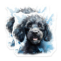 (2 Pack) Black Curly Dog Magnets - Watercolor Pet Art - Dog Lover Fridge Accessory - 5 Inches On Longest Side - Thick Durable Magnet - Made in USA - MAG28964