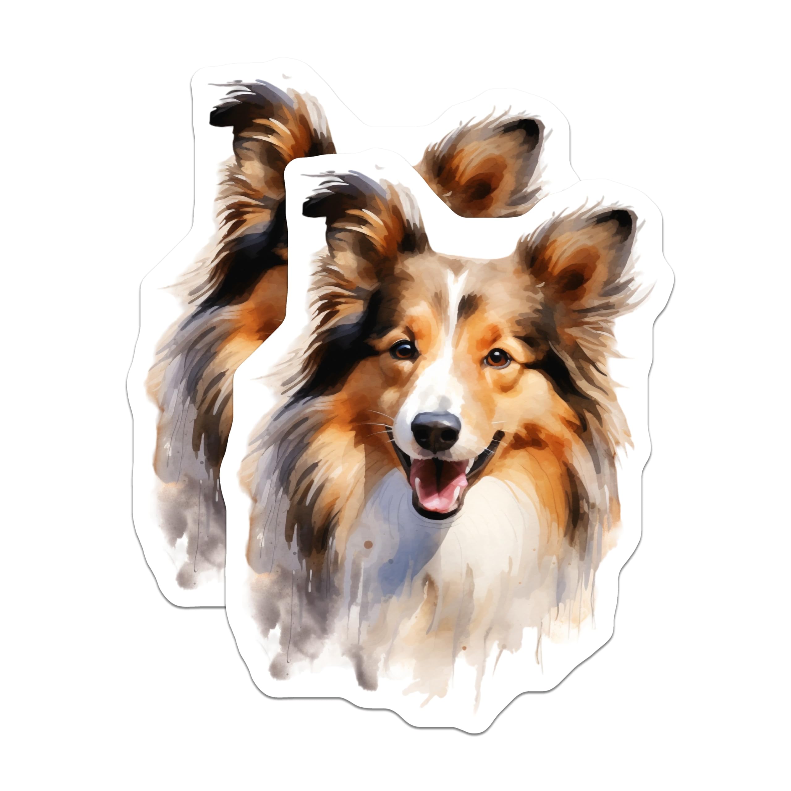 (2 Pack) Sheltie Dog Magnets - Watercolor Shetland Sheepdog Art - Dog Mom Fridge Decor - Pet Owner Kitchen Accent - 5 Inches On Longest Side - Thick Durable Magnet - Made in USA - MAG30779