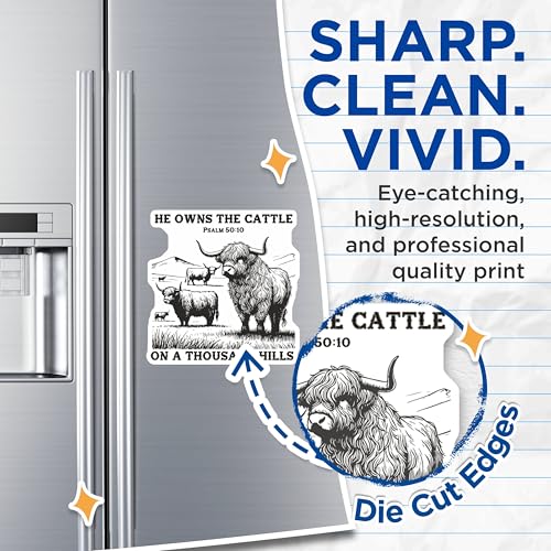 (2 Pack) He Owns The Cattle Magnets - Psalm 5010 Magnets - Religious Cow Magnets - Biblical Verse Magnets for Fridge - 5" On Longest Side - for Cars, Fridges, Toolboxes - Made in USA - MAG7278