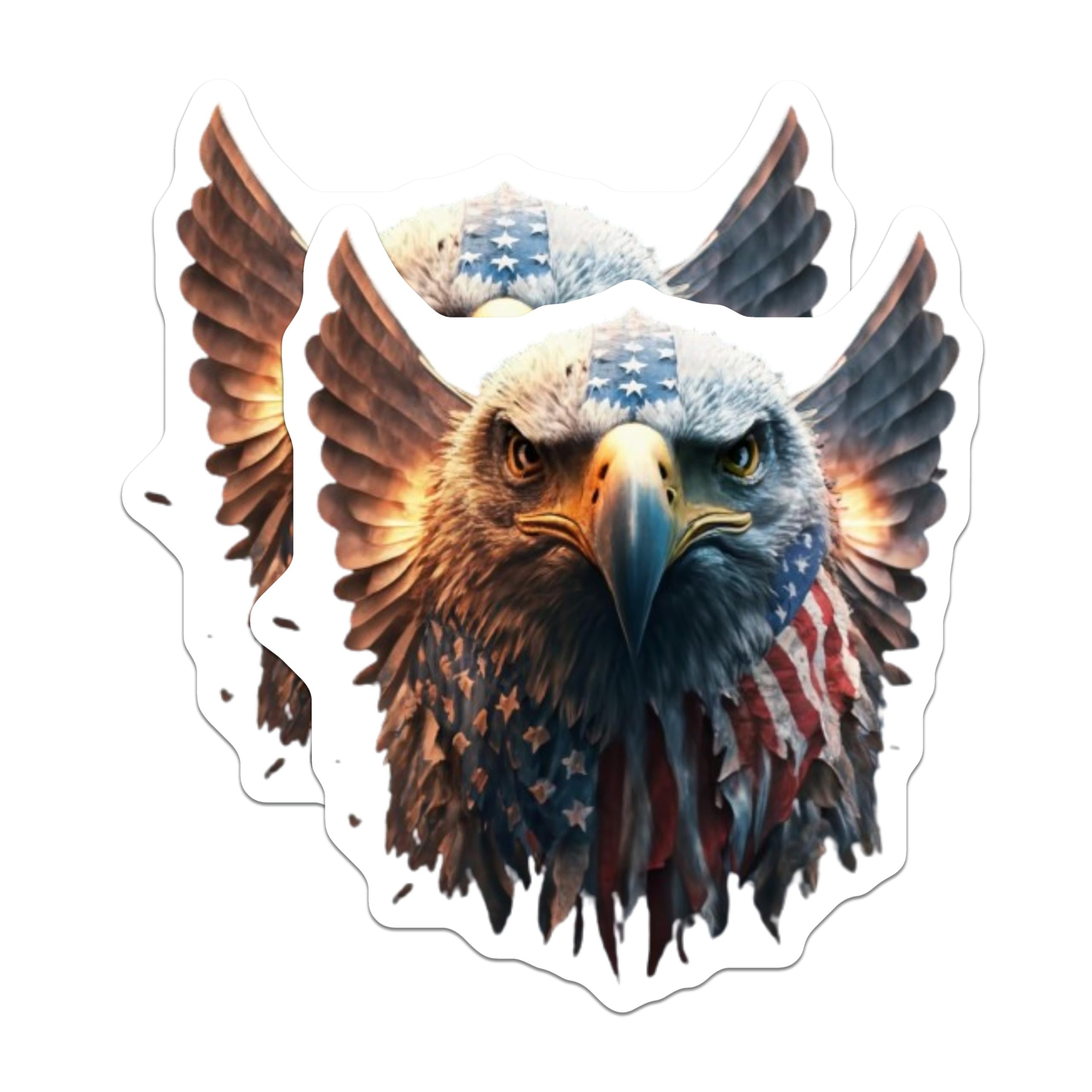 (2 Pack) Patriotic American Eagle Magnets - USA Flag Design Head - Freedom Symbol Fridge Decoration - National Pride Home - 5 Inches On Longest Side - Thick Durable Magnet - Made in USA - MAG20486