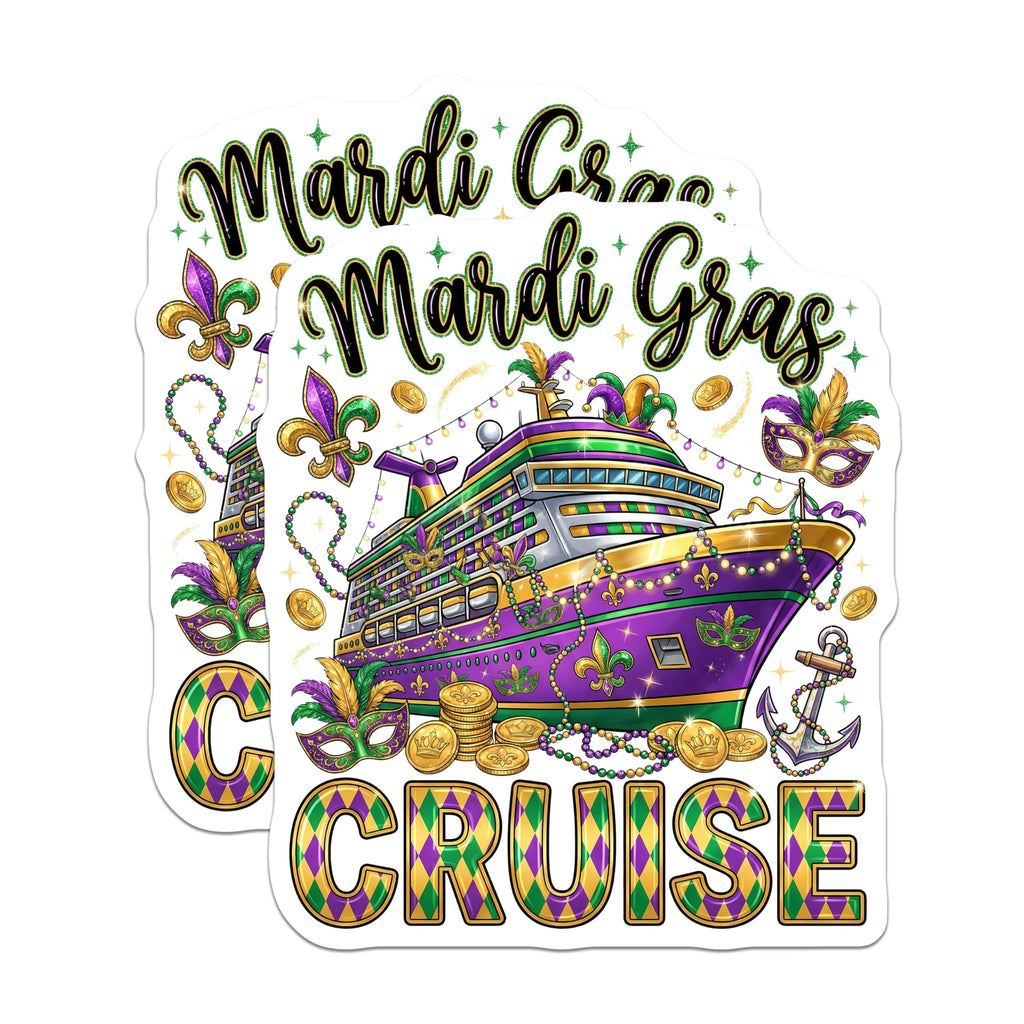 (2 Pack) Mardi Gras Cruise Magnets - Celebration Souvenir - Festive Decorations - 5" On Longest Side - Premium Magnet - for Cars, Refrigerators, Toolboxes, Lockers - Made in USA - MAG15252
