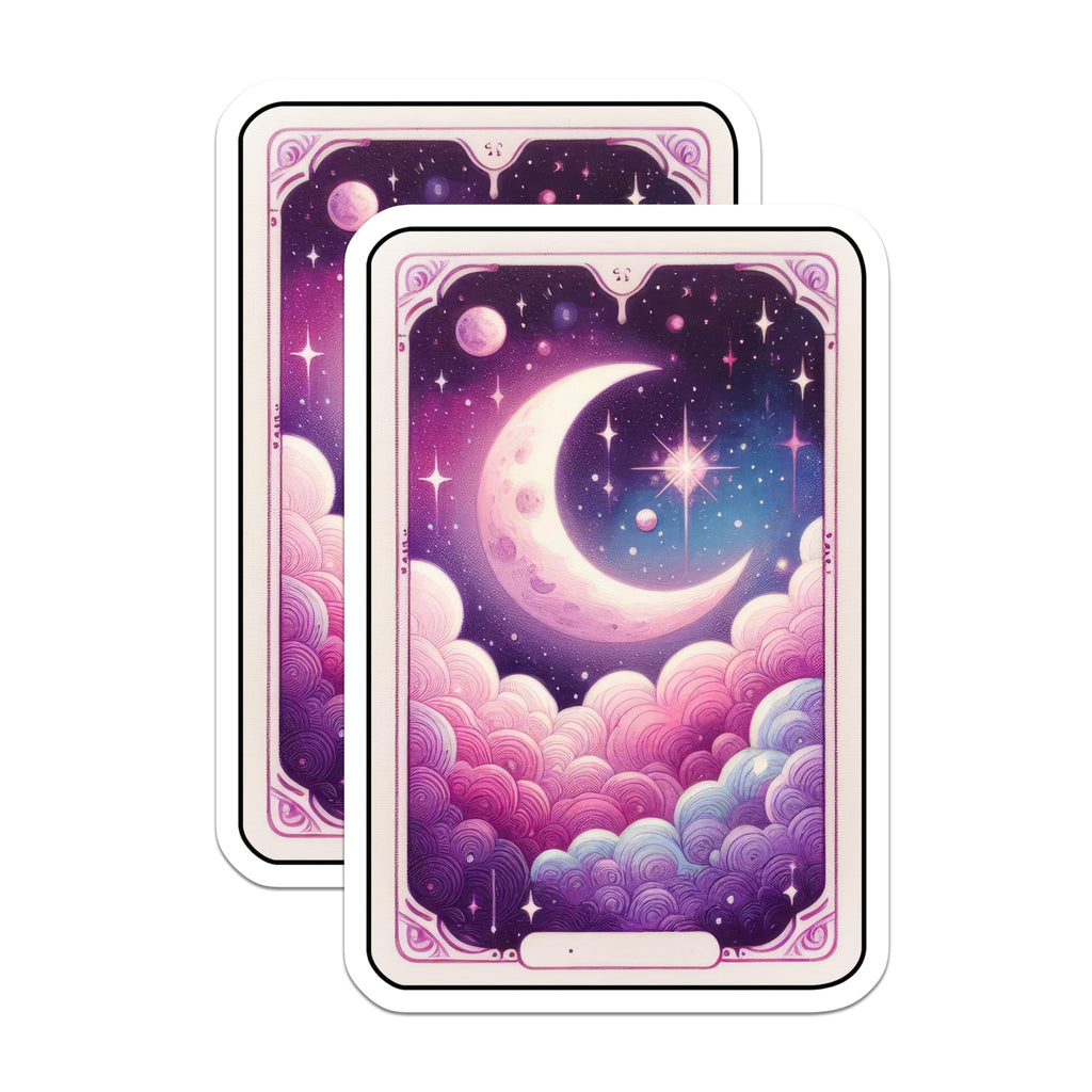 (2 Pack) Mystical Moon and Stars Magnets - Dreamy Pastel Sky Decor - Cosmic Cloud Art Fridge Set - 5 Inches On Longest Side - Thick Durable Magnet - Made in USA - MAG20366