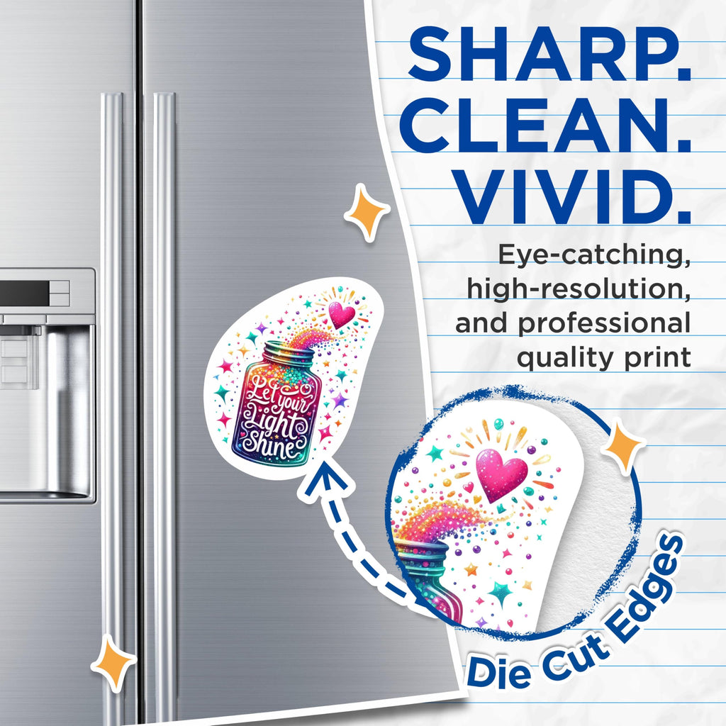 (2 Packs) Let Your Light Shine Magnets - Positive Inspirational Motivational Magnets - 5 Inches On Longest Side - Premium Magnet - for Fridges, Toolboxes, Cars - Made in USA - MAG2306