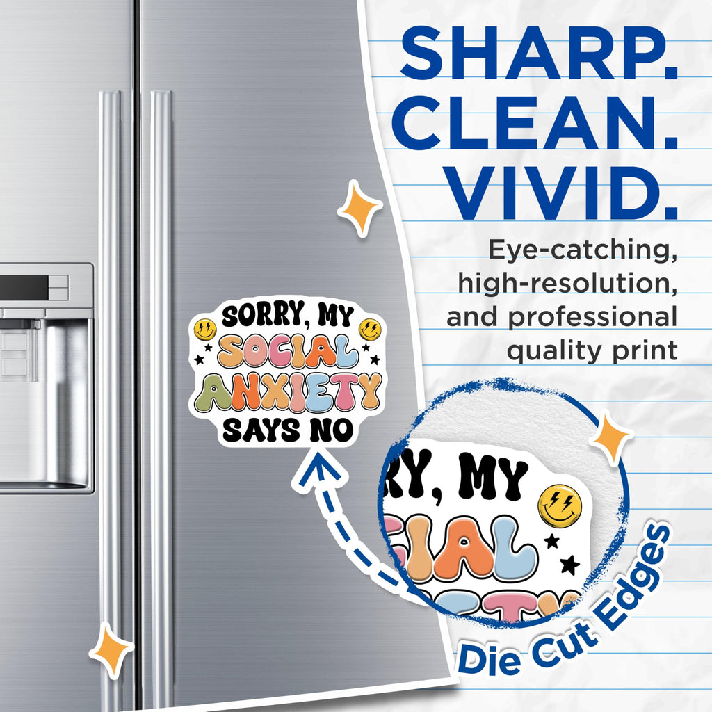 (2 Pack) Social Anxiety Says No Magnets - Fun and Quirky Decor - Positive Mental Health Awareness - 5" On Longest Side - for Cars, Fridges, Toolboxes - Made in USA - MAG7669