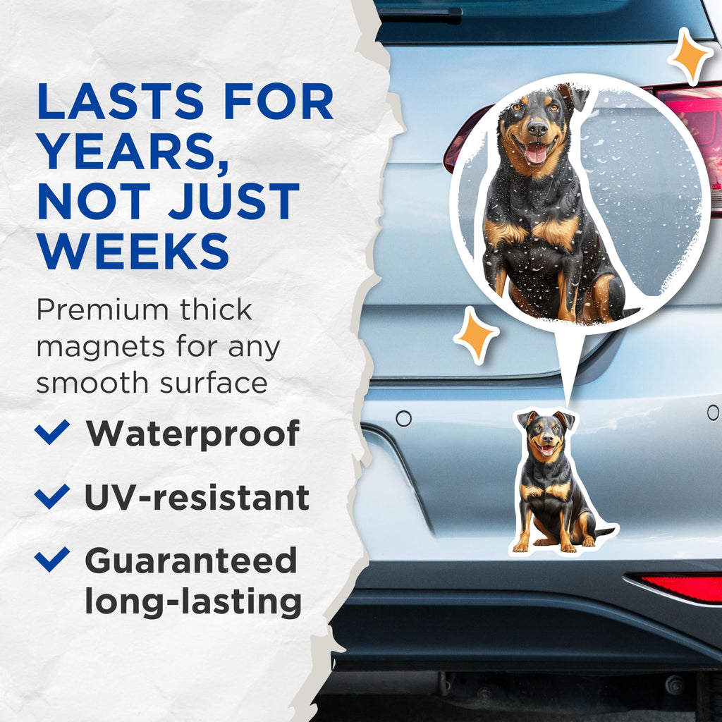 (2 Pack) Rottweiler Magnets - Happy Dog Art - Pet Lover Refrigerator Magnet - Black Tan Canine Decor - 5 Inches On Longest Side - Thick Durable Magnet - Made in USA - MAG30895