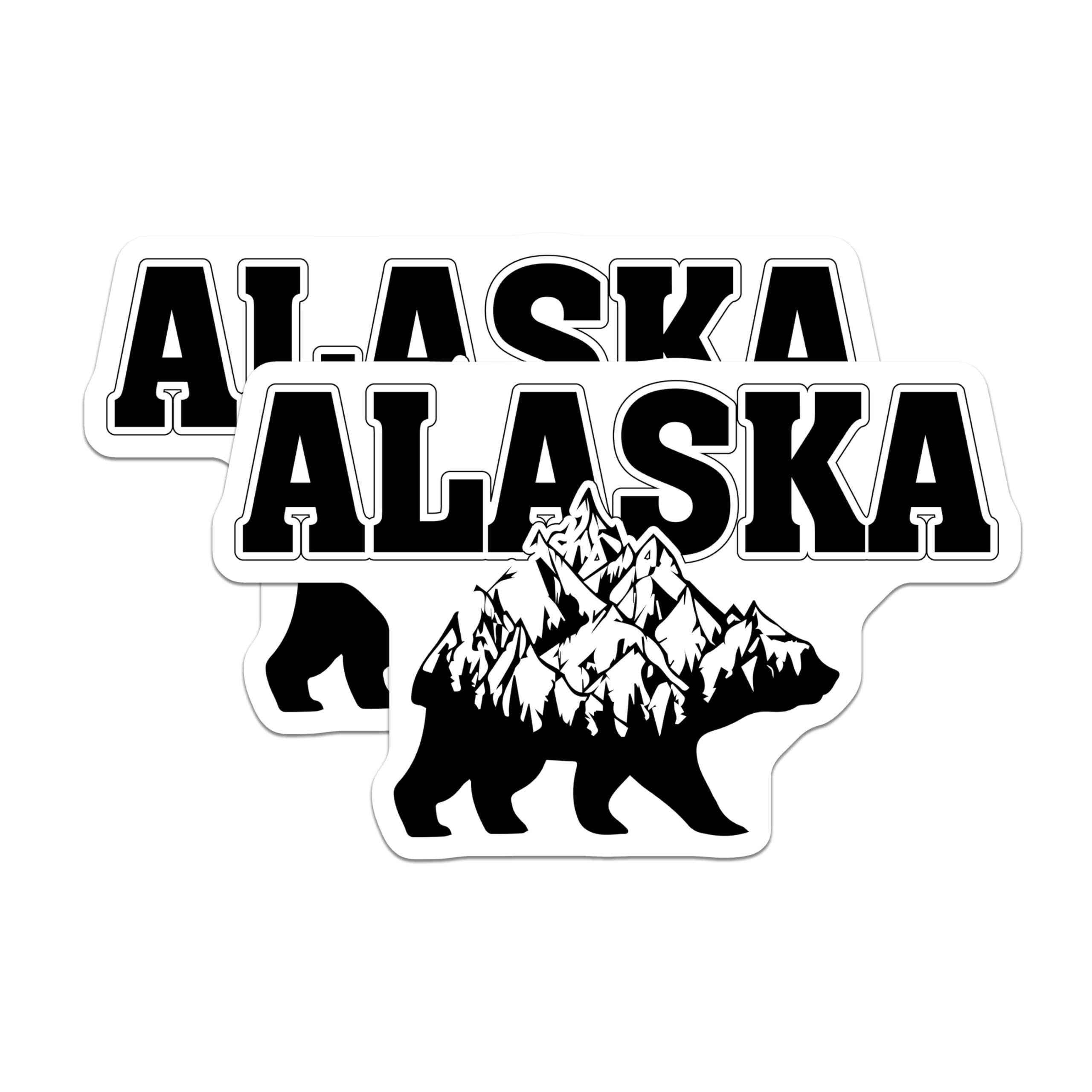 (2 Pack) Alaska Mountain Bear Stickers - Adventure Stickers - Outdoors Nature Stickers - 5" On Longest Side - Sticks to Smooth Flat Surfaces - Made in USA - BMCS4747
