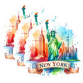 (3 Pack) New York Decals - Statue of Liberty Stickers - NYC Skyline- 3 Inches On Longest Side - Easy Peel & Apply - Made in USA - 3MCS5797