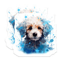(2 Pack) Cute Puppy Dog Magnets - Watercolor Pet Art - Blue Paint Splatter Animal Lover Decor - 5 Inches On Longest Side - Thick Durable Magnet - Made in USA - MAG27339
