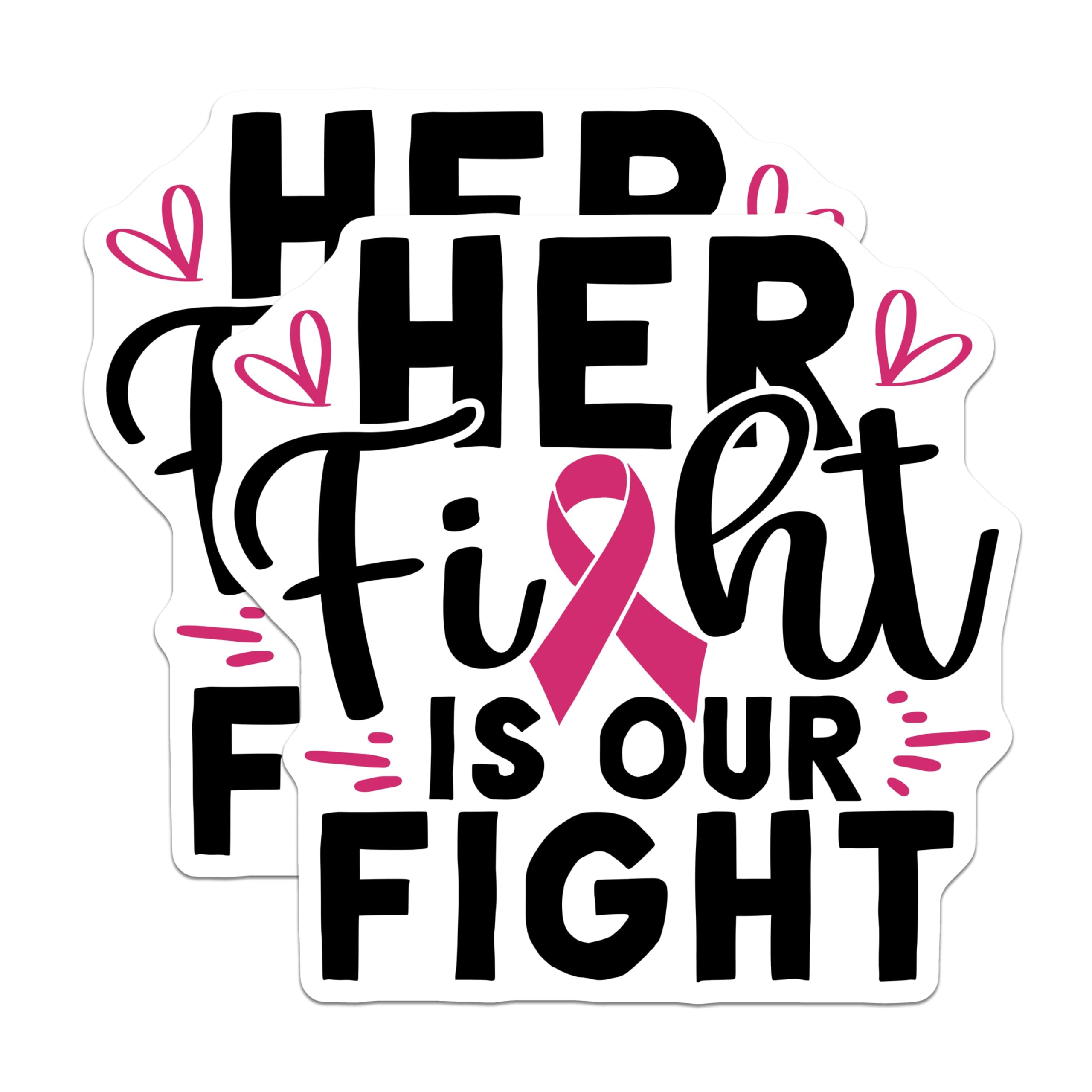 (2 Pack) Breast Cancer Awareness Magnets - Her Fight is Our Fight - Ribbon Support Magnets - 5" On Longest Side - Premium Magnet - for Cars, Refrigerators, Toolboxes, Lockers - Made in USA - MAG16735