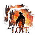 (2 Pack) Firefighter Love Stickers - Firefighter Appreciation - Firefighter Art - Inspirational Firefighter Gift Stickers - 5" On Longest Side - Sticks to Smooth Flat Surfaces - Made in USA - BMCS6395