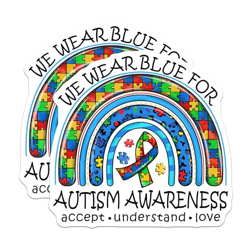 (2 Pack) Autism Awareness Magnets Magnets - Support Puzzle Art - 5" On Longest Side - Made in USA - Sticks to Refrigerators & Metal Surfaces - MAG9166