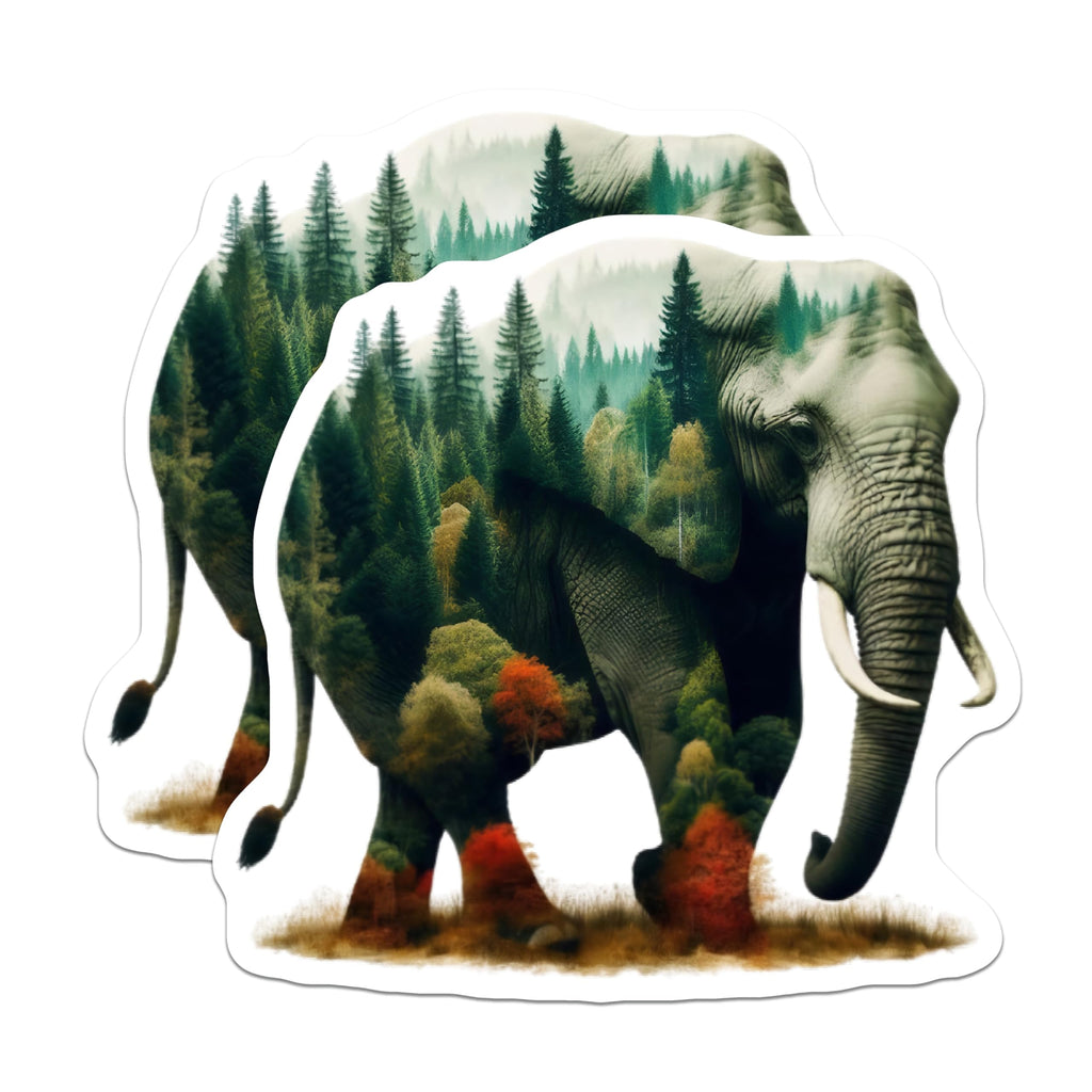 (2 Pack) Elephant Landscape Magnets - Forest Animal Decor - Nature Fridge Magnets - 5" On Longest Side - Premium Magnet - for Cars, Refrigerators, Toolboxes, Lockers - Made in USA - MAG15015