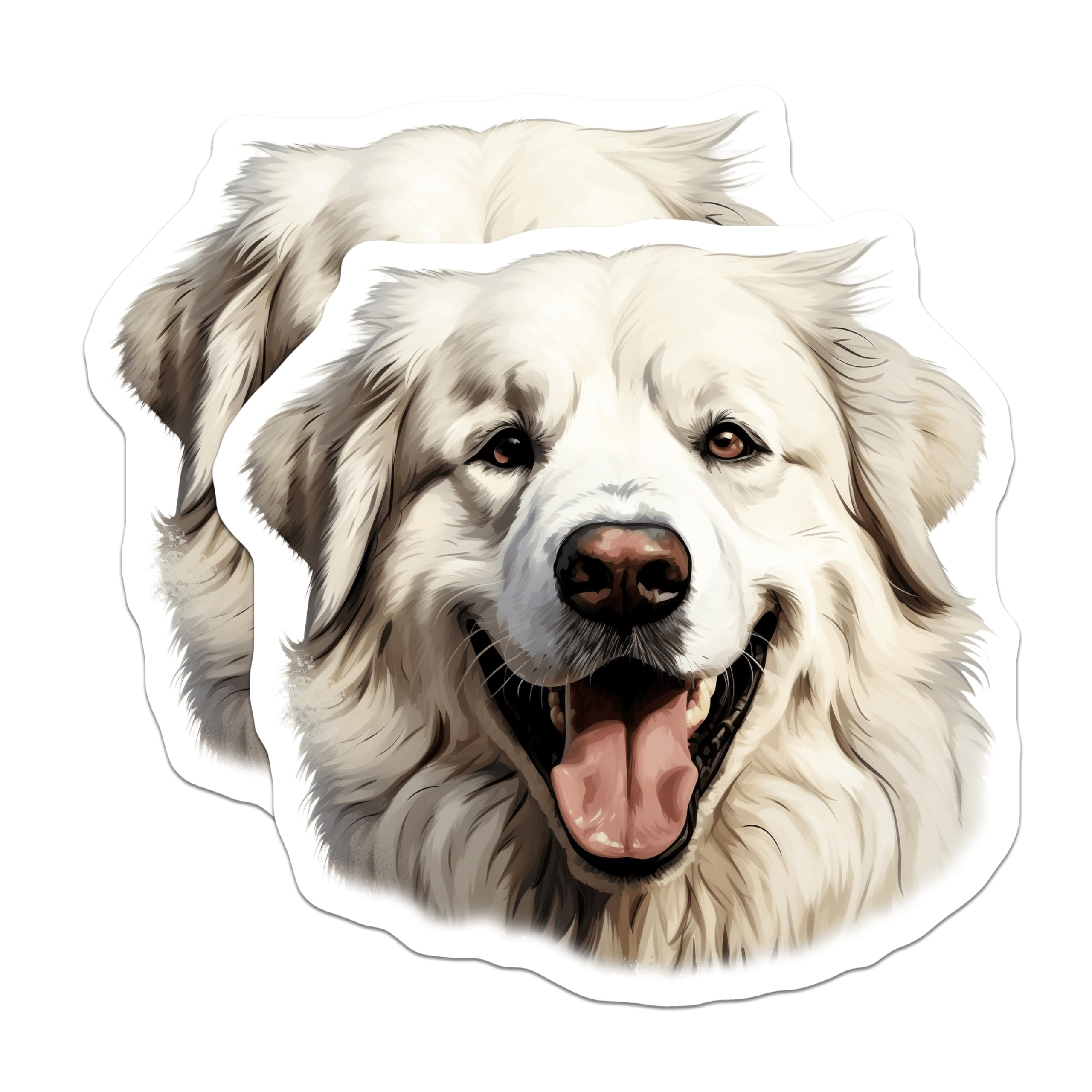 (2 Pack) Great Pyrenees Magnets - Smiling White Fluffy Dog Pet Owner - Dog Mom Dad Fridge Locker Kitchen Decor - 5 Inches On Longest Side - Thick Durable Magnet - Made in USA - MAG29762