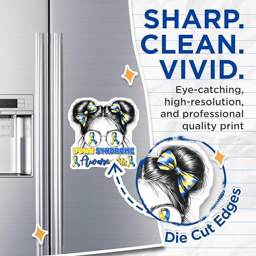 (2 Pack) Down Syndrome Awareness Magnets - Awareness Decor - 5" On Longest Side - for Cars, Fridges, Toolboxes - Made in USA - MAG8199