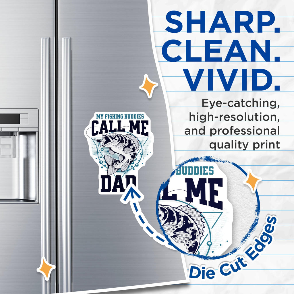 (2 Pack) My Fishing Buddies Call Me Dad Magnets - Fishing Quote Magnets - Fun Dad Fishing Magnets - 5" On Longest Side - for Cars, Refrigerators, Toolboxes, Lockers - Made in USA MAG3536