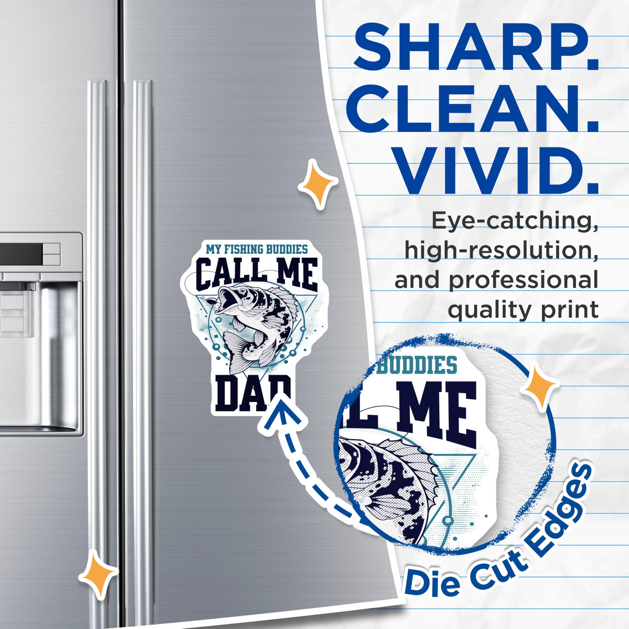 (2 Pack) My Fishing Buddies Call Me Dad Magnets - Fishing Quote Magnets - Fun Dad Fishing Magnets - 5" On Longest Side - for Cars, Refrigerators, Toolboxes, Lockers - Made in USA MAG3536