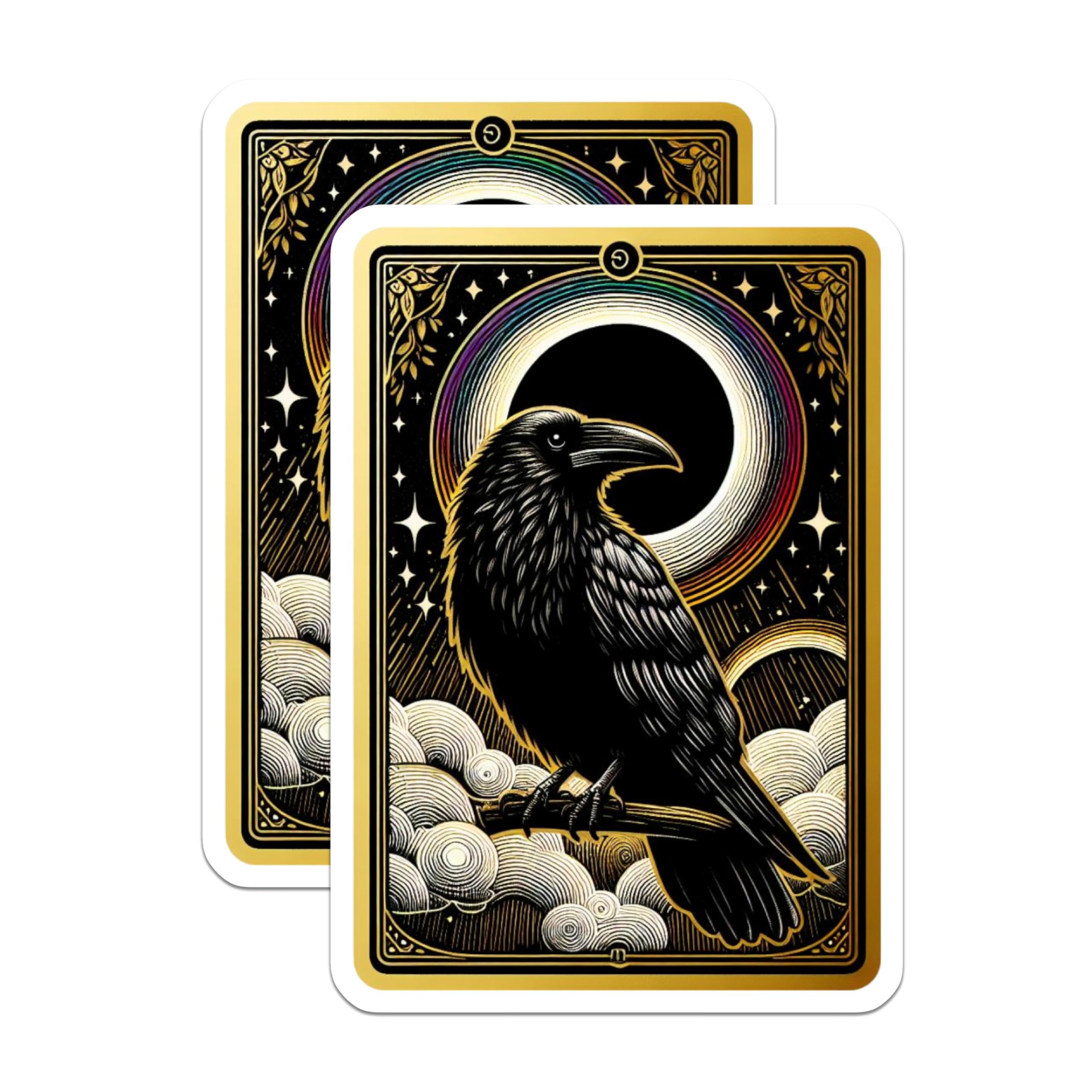 (2 Pack) Raven Magnets - Celestial Moon Starry Night - Witchy Gothic Decor Art - 5 Inches On Longest Side - Thick Durable Magnet - Made in USA - MAG23197