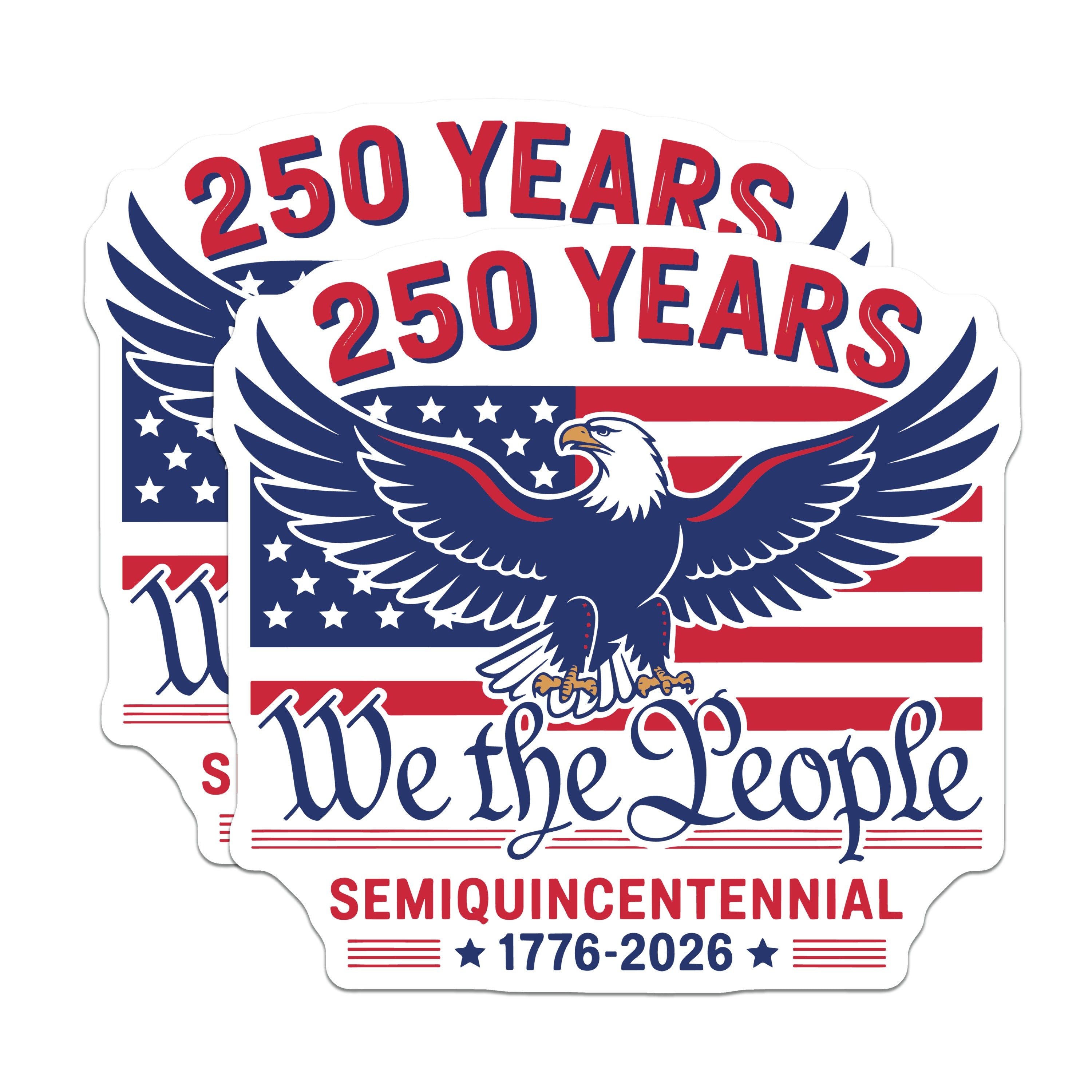 (2 Pack) 250 Years US History Magnets - We the People Eagle Decor - Semiquincentennial 1776-5 Inches On Longest Side - Thick Durable Magnet - Made in USA - MAG39916