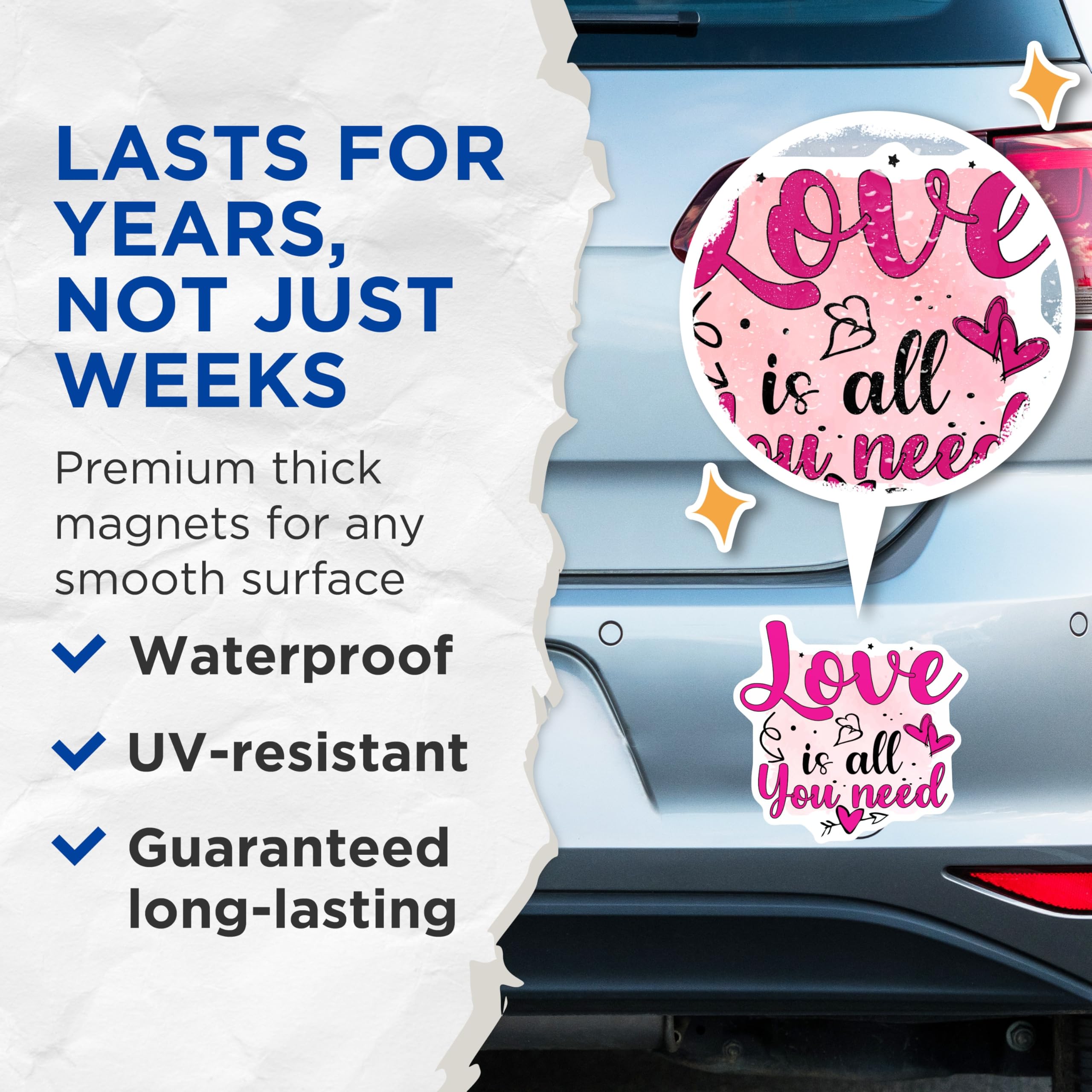 (2 Pack) Love is All You Need Magnets - Inspirational Quote Message - Romantic Valentine's Day Kitchen Decor - 5 Inches On Longest Side - Thick Durable Magnet - Made in USA - MAG22971