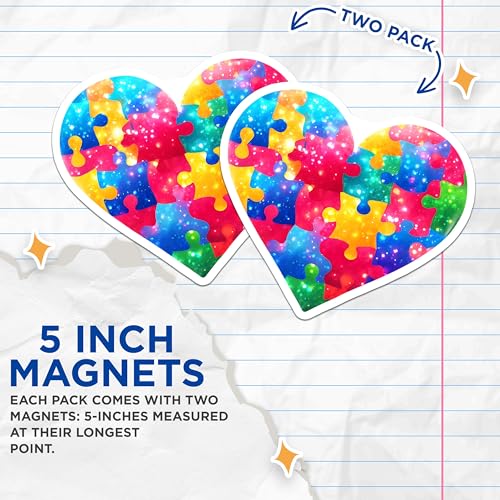 (2 Pack) Autism Awareness Magnets - 5" On Longest Side - for Cars, Fridges, Toolboxes - Made in USA - MAG7887