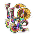 (2 Pack) Love Floral Stickers - Colorful Love Stickers - Leopard Print Peace Stickers - 5" On Longest Side - Sticks to Smooth Flat Surfaces - Made in USA - BMCS6192