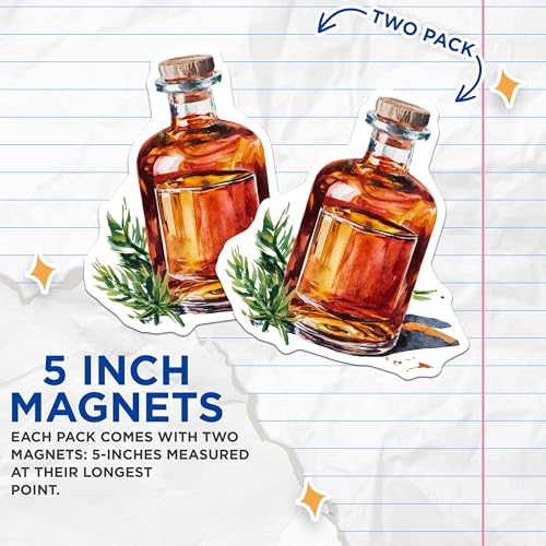 (2 Pack) Essential Oil Art Magnets - Kitchen Decor - Aromatherapy Theme - Home Office Decoration - 5" On Longest Side - for Cars, Fridges, Toolboxes - Made in USA - MAG6668