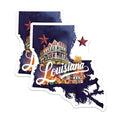 (2 Pack) Louisiana Travel Stickers - State Souvenir Art - Scenic Vacation Decals - 5" On Longest Side - Sticks to Smooth Flat Surfaces - Made in USA - BMCS6299