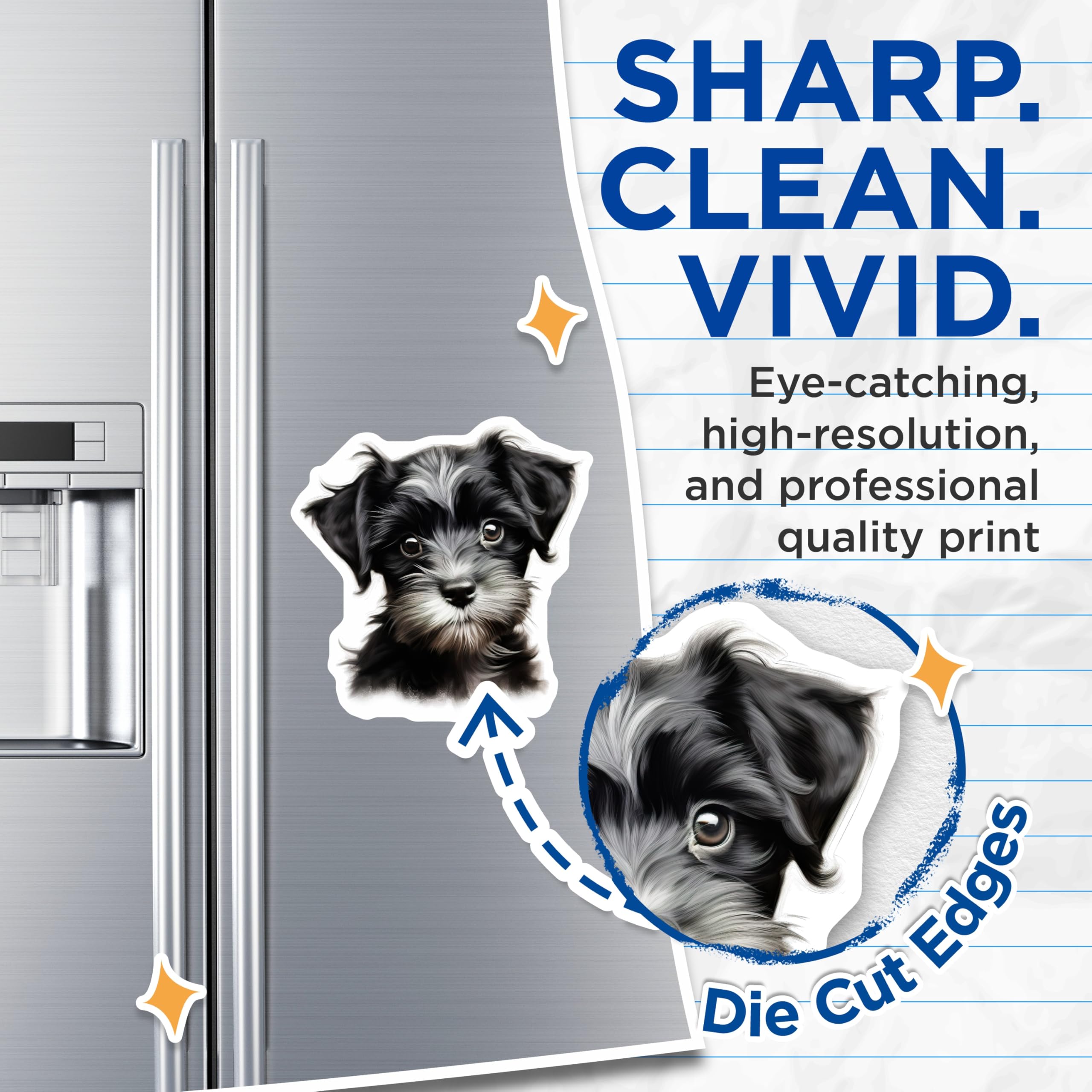 (2 Pack) Cute Schnauzer Puppy Magnets - Dog Lover Refrigerator Decor - Pet Owner Kitchen Accessory - 5 Inches On Longest Side - Thick Durable Magnet - Made in USA - MAG29243